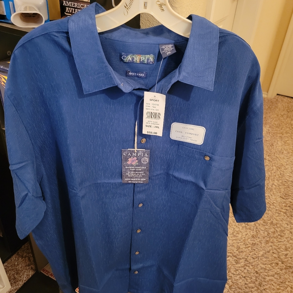 Campia Big & Tall Men's Short Sleeve Tonal Button-Down Shirt - 2XL